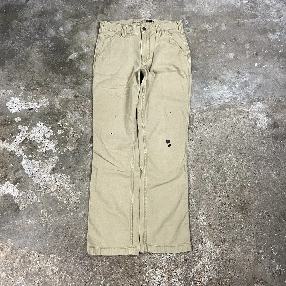 Carhartt Rugged Flex Canvas Pants Size 31x34 Beige Relaxed Fit Utility Work Wear